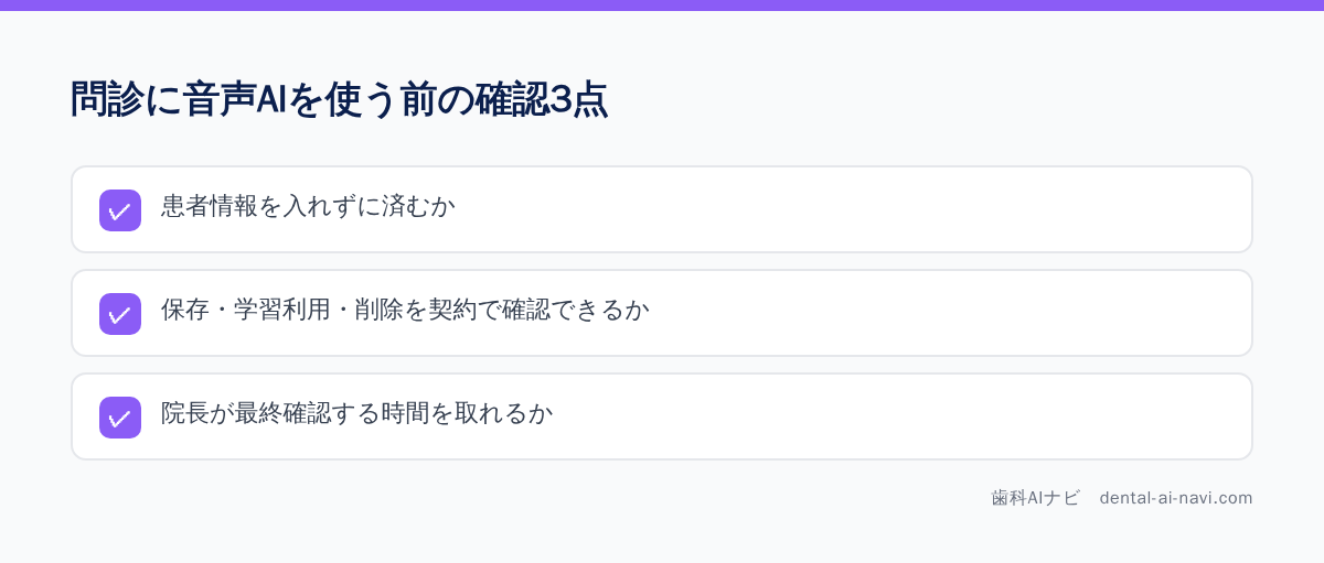 問診に音声AIを使う前に確認する3つの点